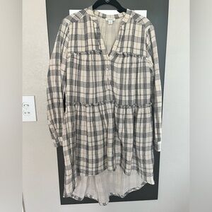 Sundance Darcey tunic dress cotton plaid size small